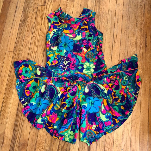 Vintage 1960s 1970s Barbie Psychedelic Romper M/L - Picture 8 of 12